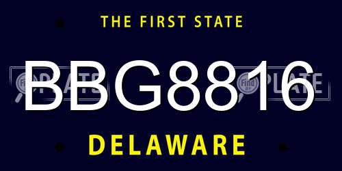BBG8816 Delaware License Plate