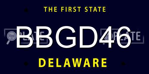 BBGD46 Delaware License Plate