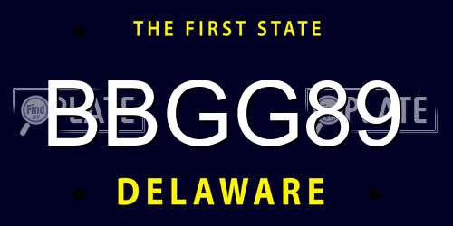 BBGG89 Delaware License Plate