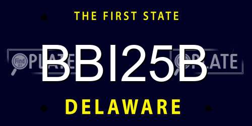 BBI25B Delaware License Plate