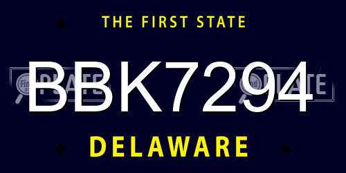 BBK7294 Delaware License Plate