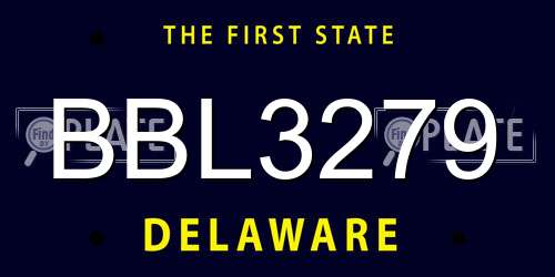 BBL3279 Delaware License Plate