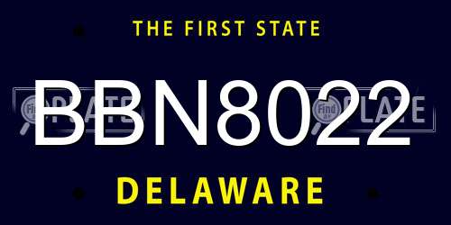 BBN8022 Delaware License Plate