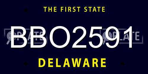 BBO2591 Delaware License Plate