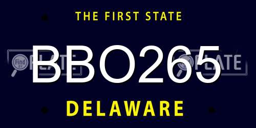 BBO265 Delaware License Plate
