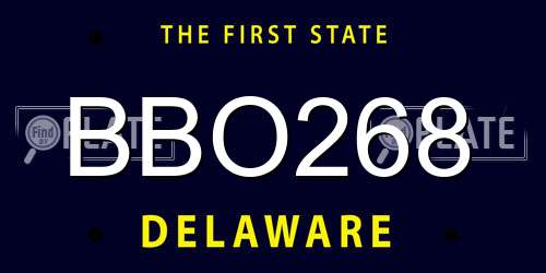 BBO268 Delaware License Plate