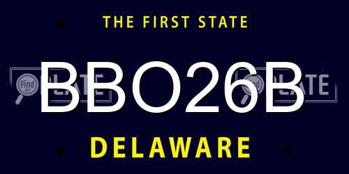 BBO26B Delaware License Plate