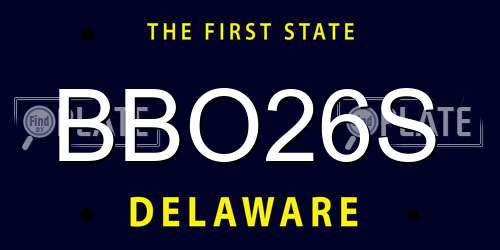 BBO26S Delaware License Plate