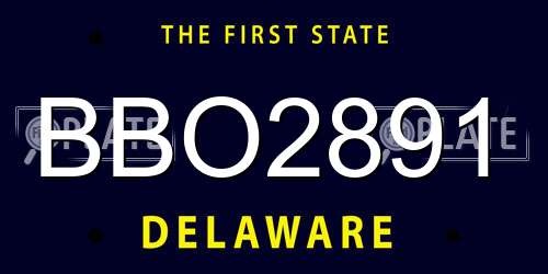 BBO2891 Delaware License Plate