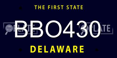BBO430 Delaware License Plate