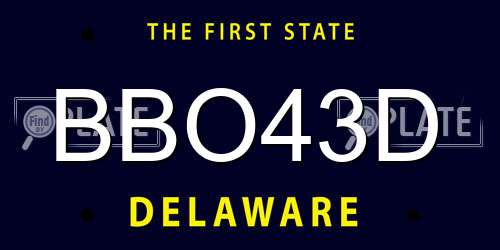 BBO43D Delaware License Plate