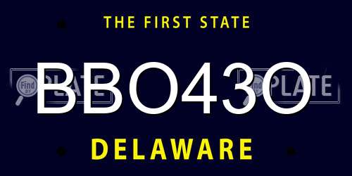 BBO43O Delaware License Plate