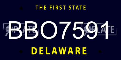BBO7591 Delaware License Plate