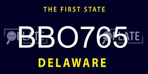 BBO765 Delaware License Plate