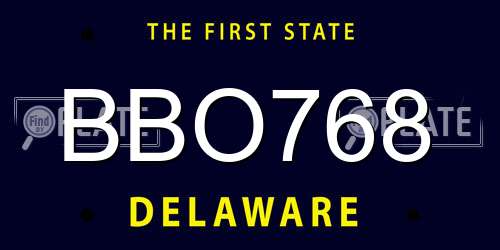 BBO768 Delaware License Plate