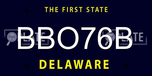 BBO76B Delaware License Plate