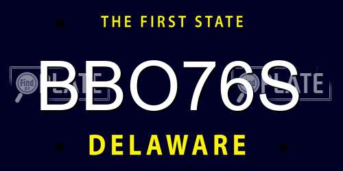 BBO76S Delaware License Plate