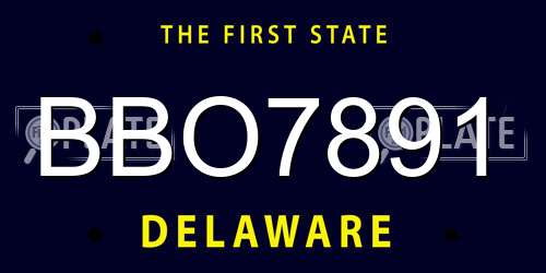 BBO7891 Delaware License Plate