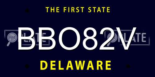 BBO82V Delaware License Plate