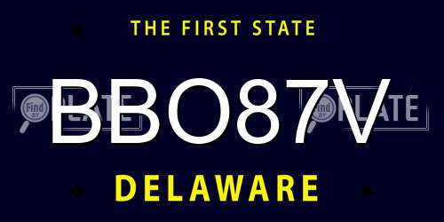 BBO87V Delaware License Plate