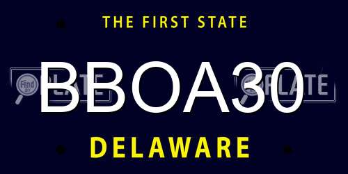 BBOA30 Delaware License Plate