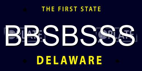 BBSBSSS Delaware License Plate