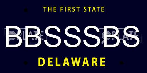 BBSSSBS Delaware License Plate