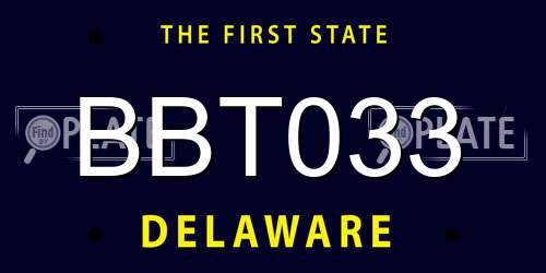 BBT033 Delaware License Plate