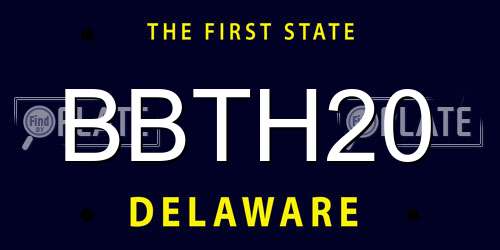 BBTH20 Delaware License Plate