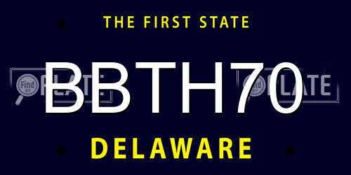 BBTH70 Delaware License Plate