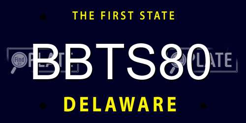 BBTS80 Delaware License Plate