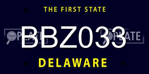 BBZ033 Delaware License Plate