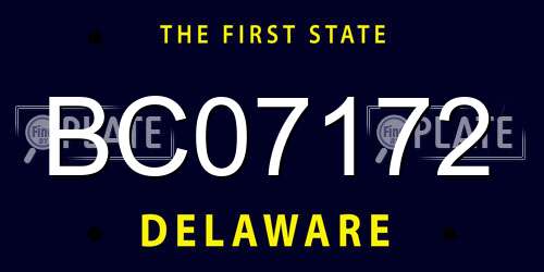 BC07172 Delaware License Plate