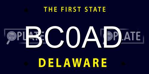 BC0AD Delaware License Plate