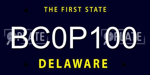 BC0P100 Delaware License Plate