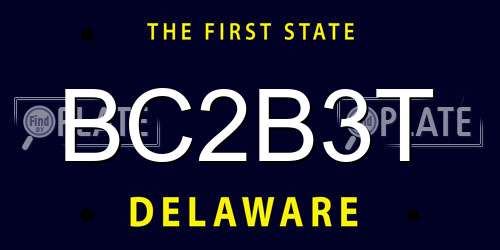 BC2B3T Delaware License Plate
