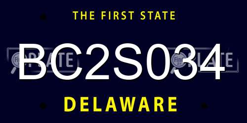 BC2S034 Delaware License Plate