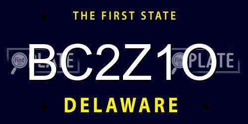 BC2Z1O Delaware License Plate