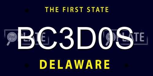 BC3D0S Delaware License Plate