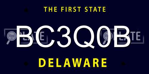 BC3Q0B Delaware License Plate