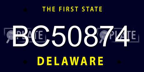 BC50874 Delaware License Plate