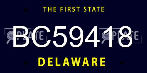 BC59418 Delaware License Plate