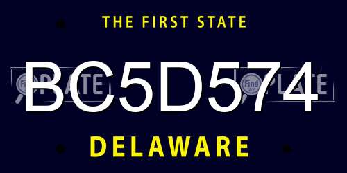 BC5D574 Delaware License Plate