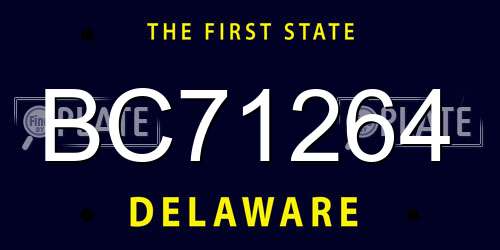 BC71264 Delaware License Plate