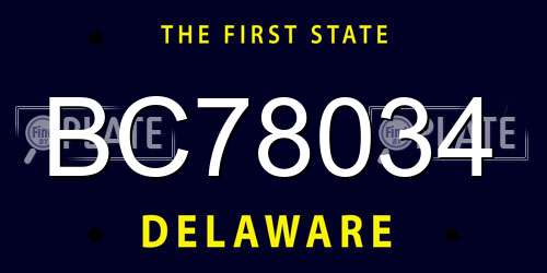BC78034 Delaware License Plate