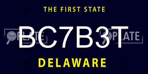 BC7B3T Delaware License Plate