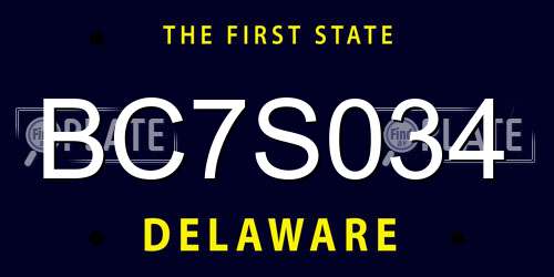 BC7S034 Delaware License Plate