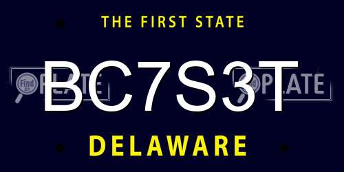 BC7S3T Delaware License Plate