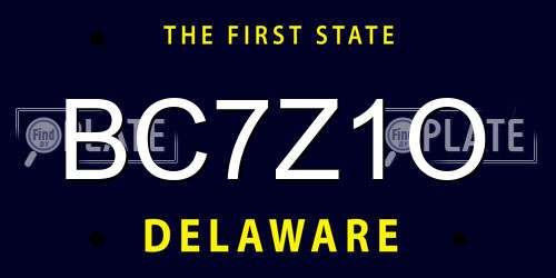 BC7Z1O Delaware License Plate