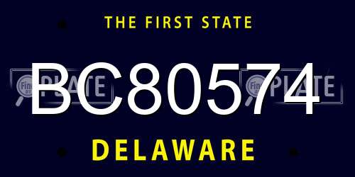 BC80574 Delaware License Plate